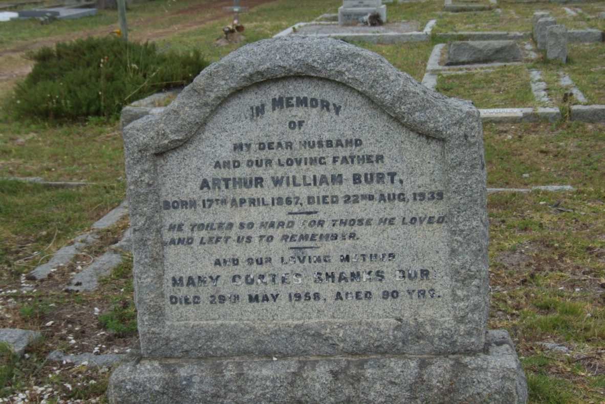 BURT Arthur William 1867-1939 &amp; Mary Coates Shanks -1958