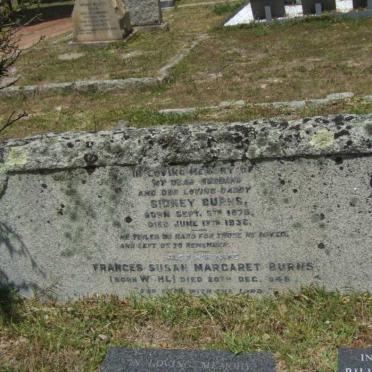 BURNS Sidney 1878-1936 &amp; Frances Susan Margaret WAHL -1948