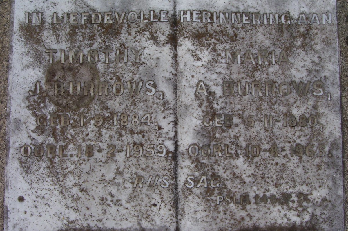 BURROWS Timothy J. 1884-1959 &amp; Maria A. 1880-1966