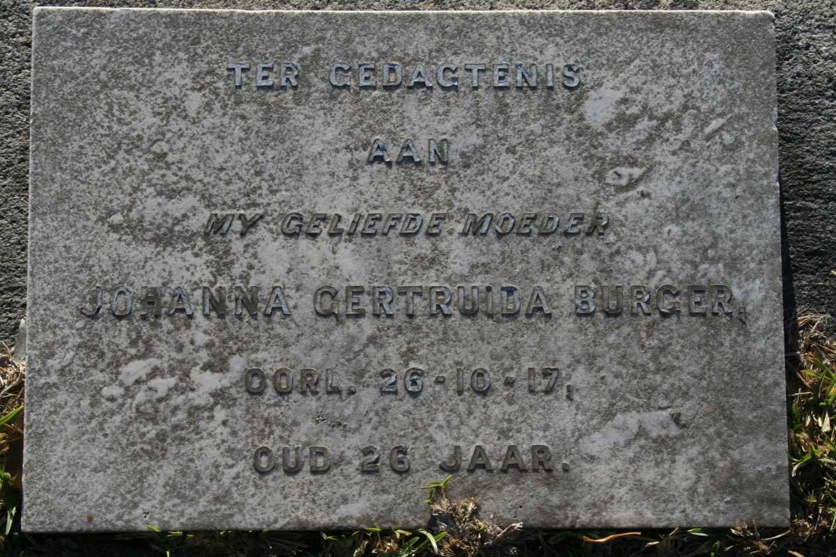 BURGER Johanna Gertruida -1917