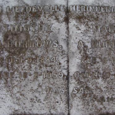 BURROWS Timothy J. 1884-1959 &amp; Maria A. 1880-1966