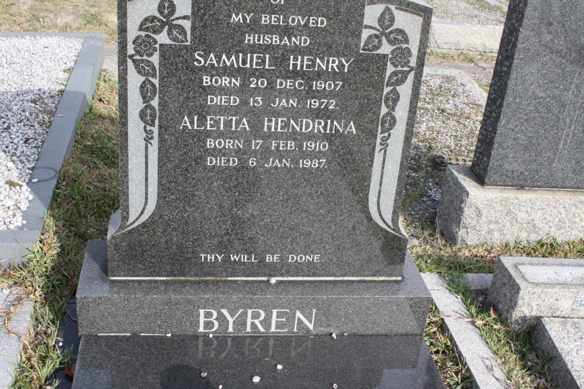 BYREN Samuel Henry 1907-1972 &amp; Aletta Hendrina 1910-1987