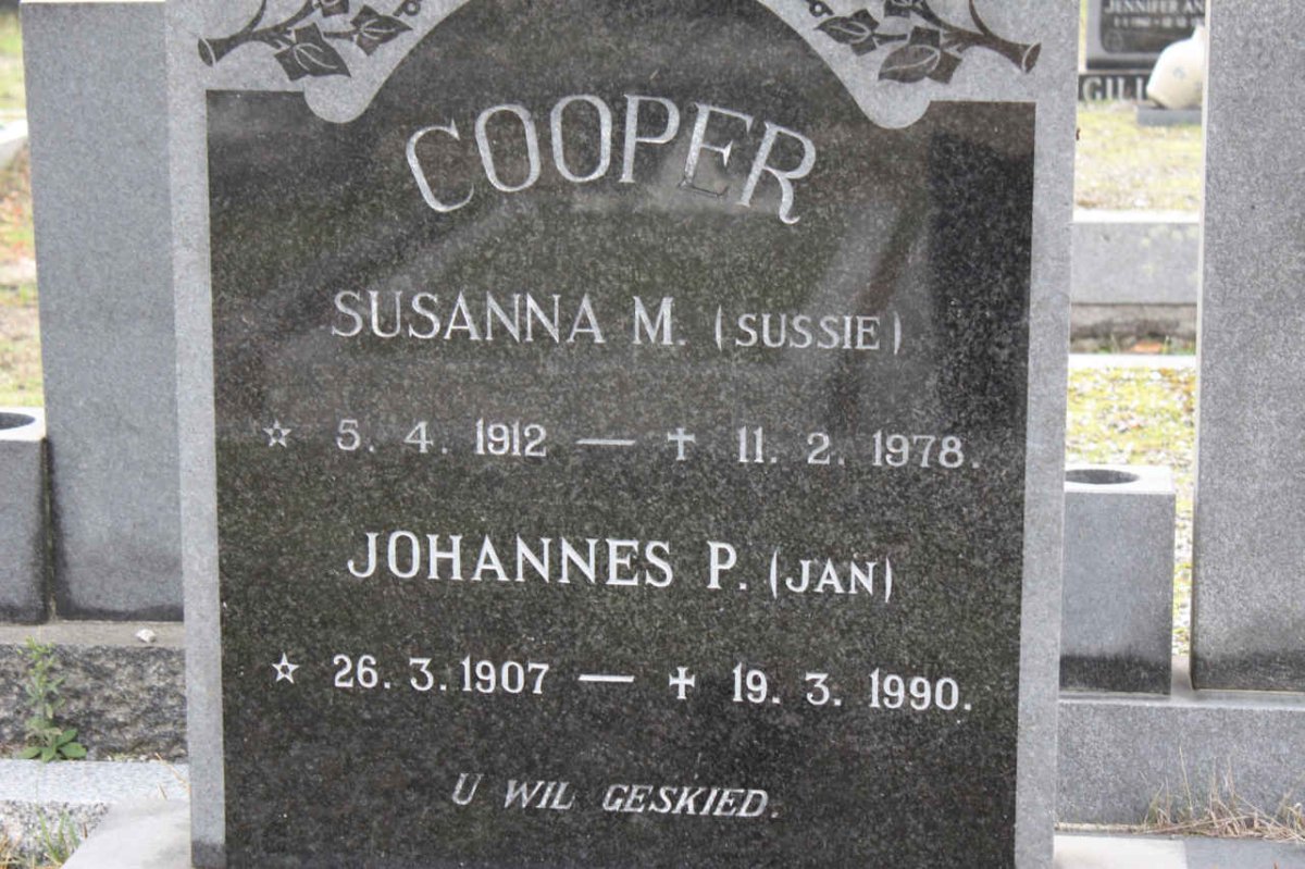 COOPER Johannes P. 1907-1990 &amp; Susanna M. 1912-1978