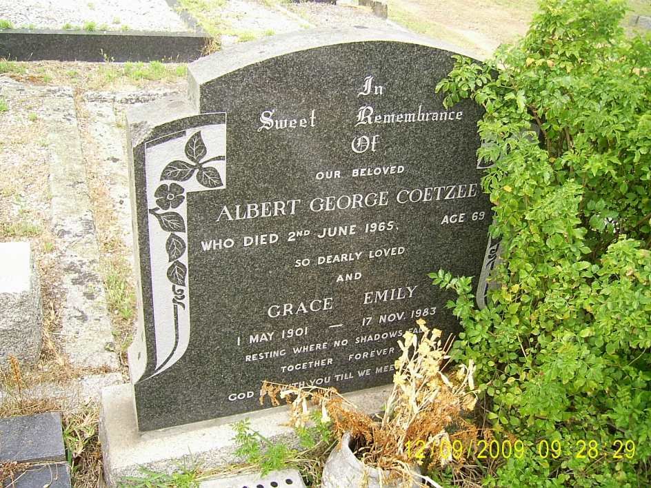 COETZEE Albert George -1965 &amp; Grace Emily 1901-1983