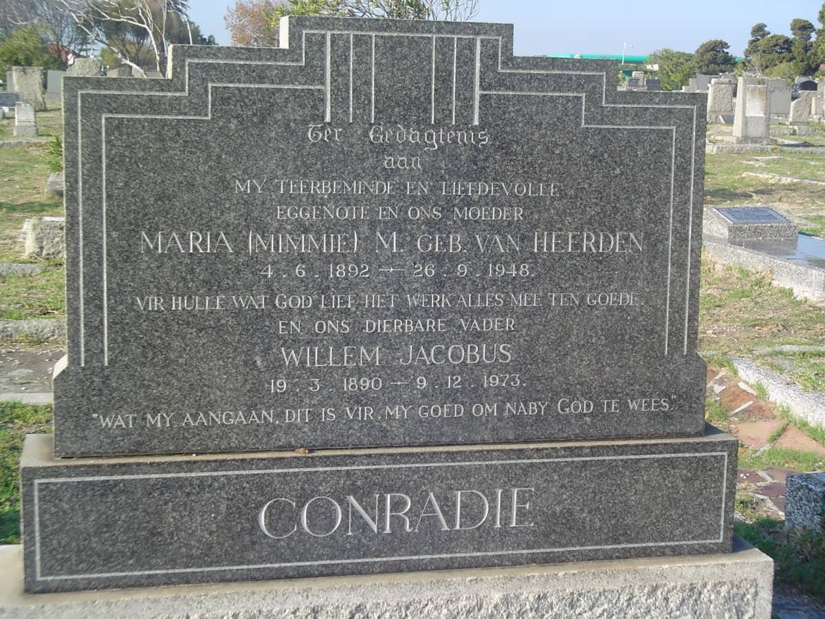 CONRADIE Willem Jacobus 1890-1973 &amp; Maria M. van HEERDEN 1892-1948