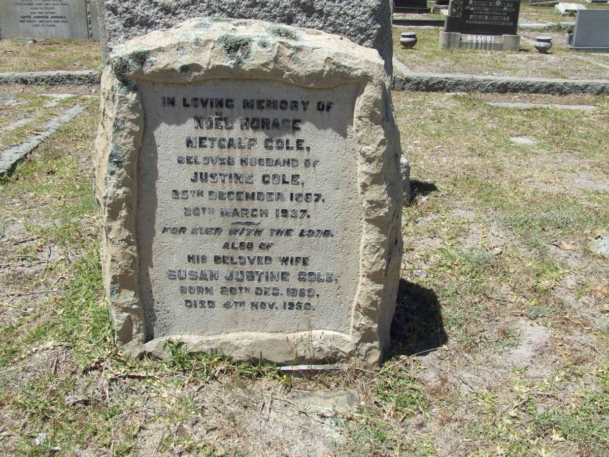 COLE Noel Horace Metcalf 1867-1937 &amp; Susan Justine 1869-1950