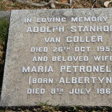 COLLER Adolph Stanhope, van -1953 &amp; Maria Petronella ALBERTYN -1964