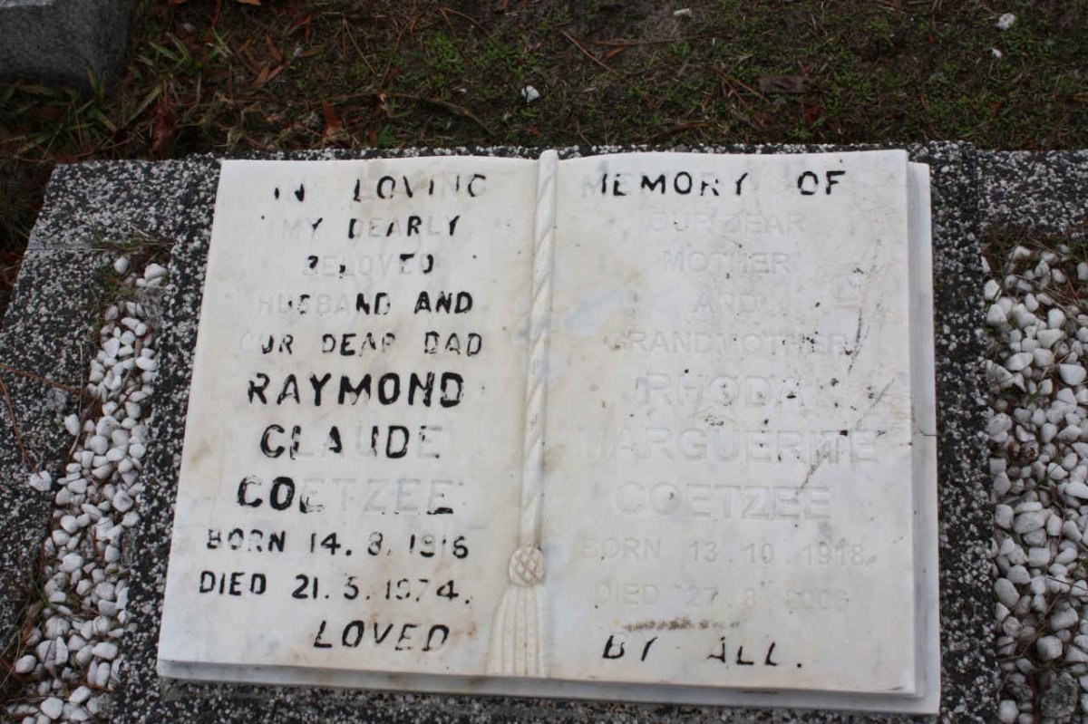 COETZEE Raymond Claude 1916-1974 &amp; Rhoda Marguerite 1918-2006