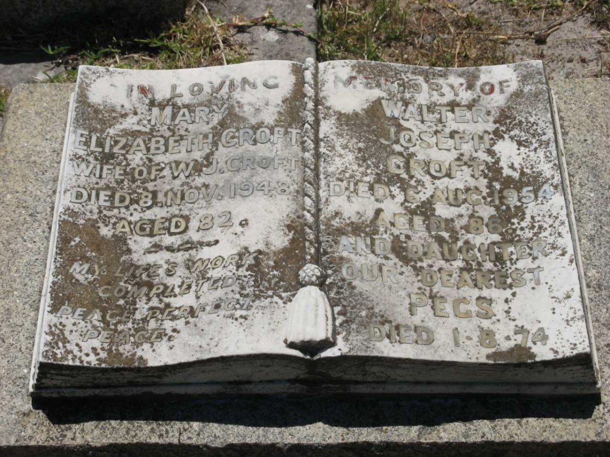 CROFT Walter Joseph -1954 &amp; Mary Elizabeth -1948 :: CROFT Pegs -1974