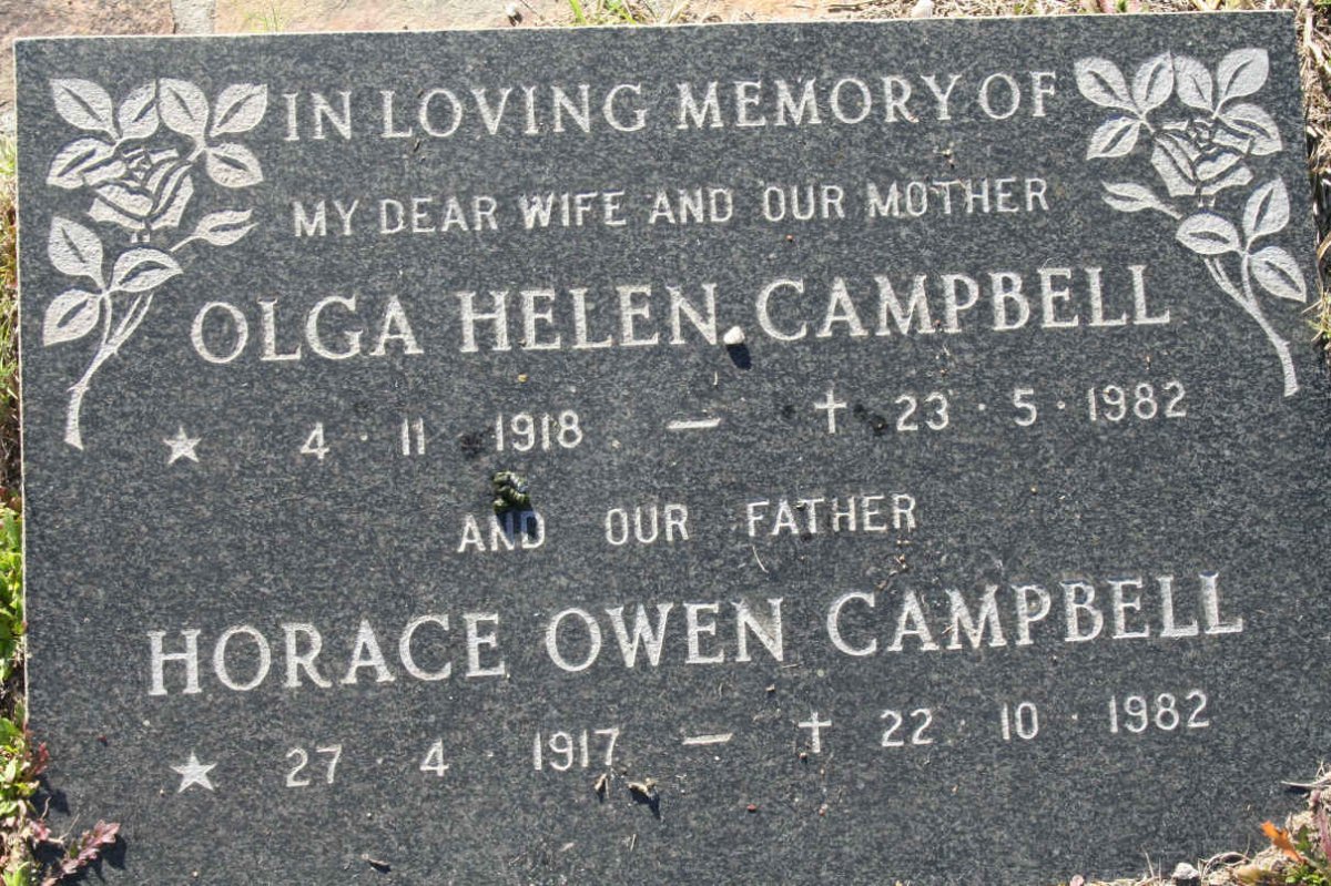 CAMPBELL Horace Owen 1917-1982 &amp; Olga Helen 1918-1982