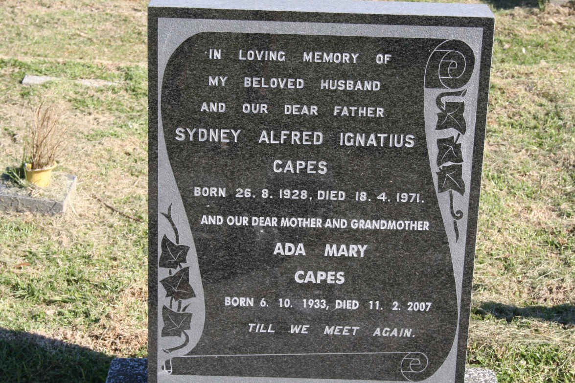 CAPES Sydney Alfred Ignatius 1928-1971 &amp; Ada Mary 1933-2007