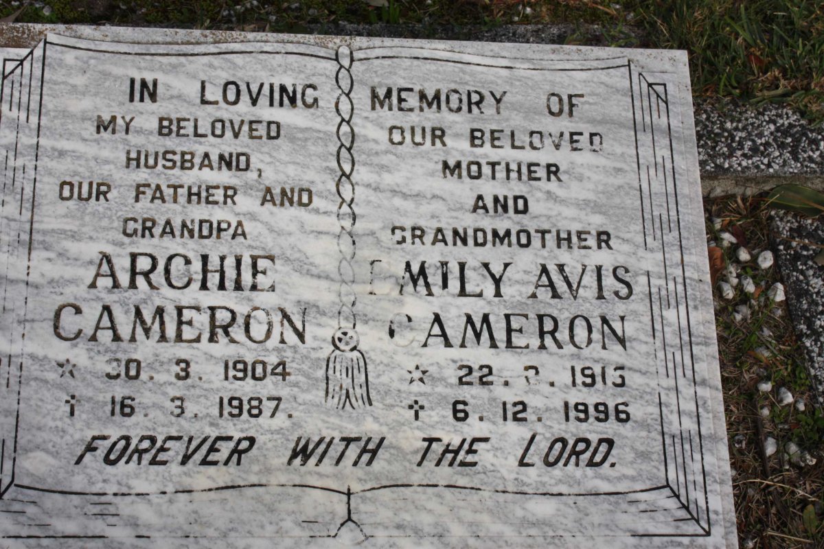 CAMERON Archie 1904-1987 &amp; Emily Avis 1915-1996