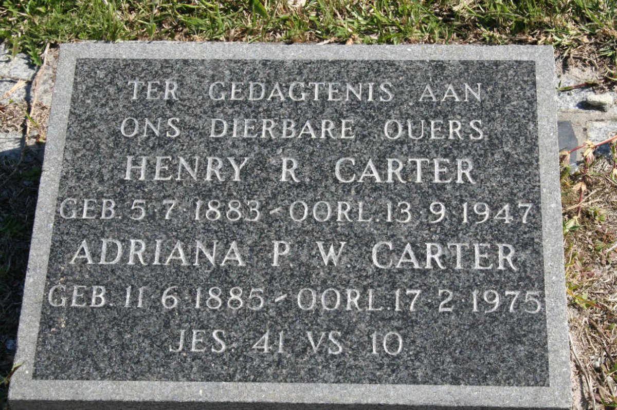 CARTER Henry R. 1883-1947 &amp; Adriana P.W. 1885-1975