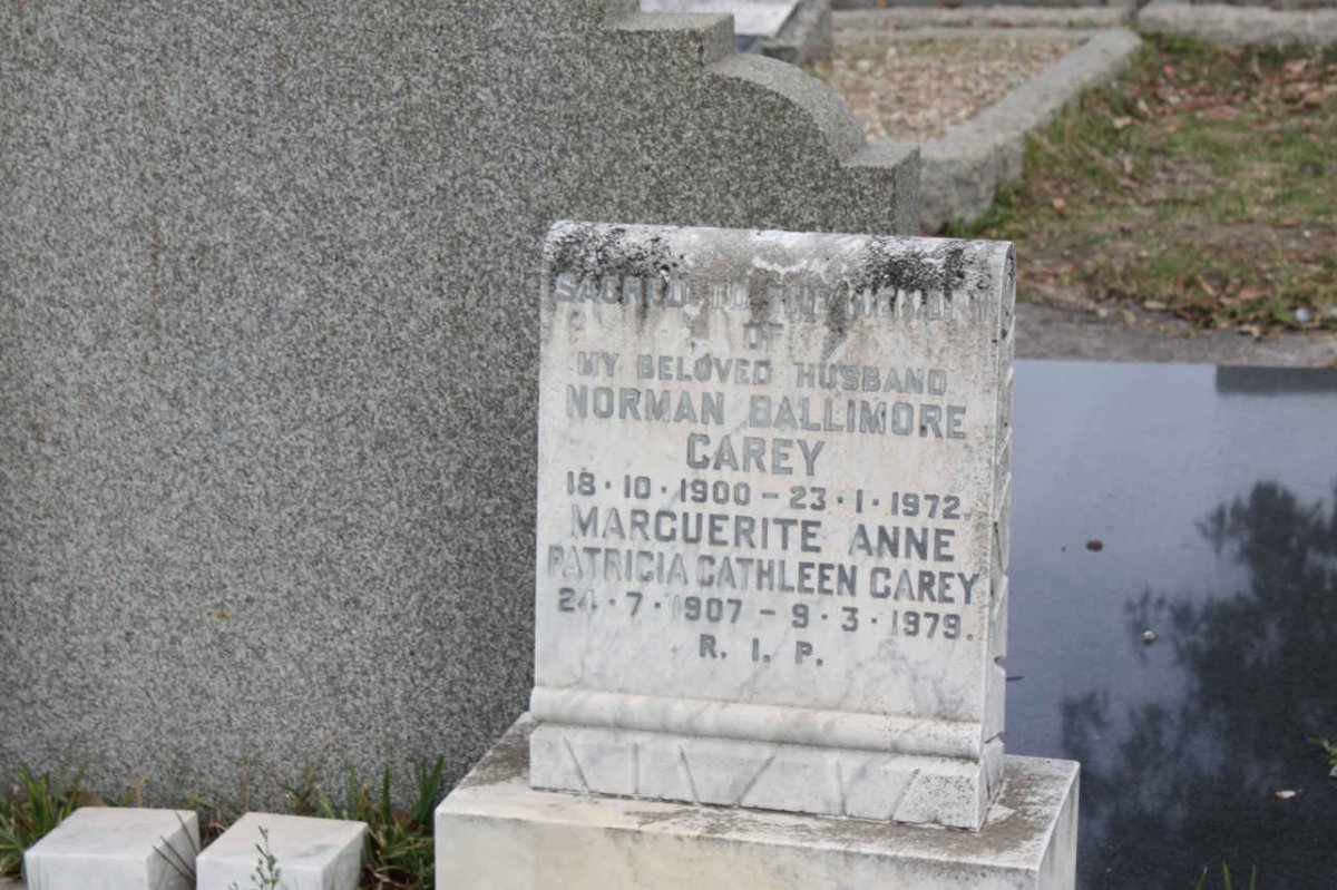 CAREY Norman Ballimore 1900-1972 &amp; Marguerite Anne Patricia Cathleen 1907-1979
