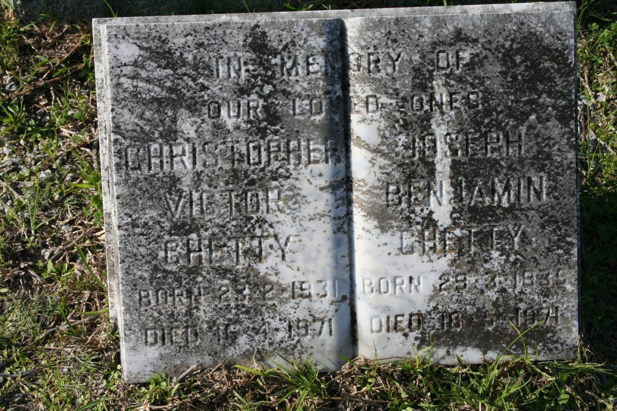 CHETTY Christopher Victor 1931-1971  :: CHETTY Joseph Benjamin 1935-1971