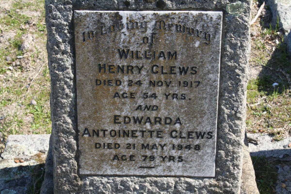CLEWS William Henry -1917 &amp; Edwarda Antoinette -1948
