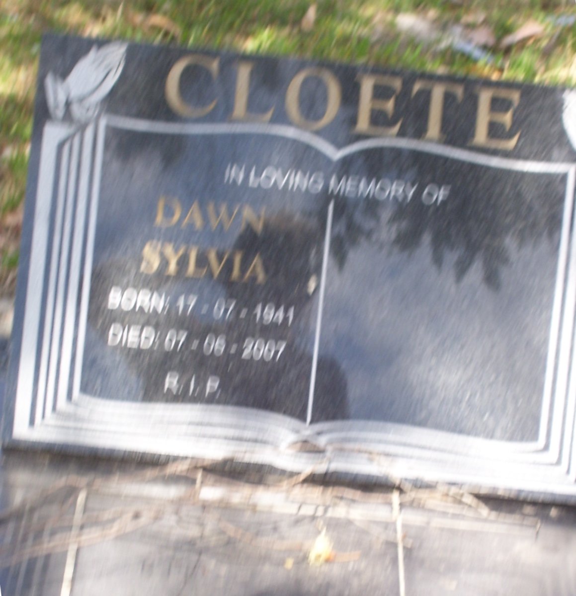 CLOETE Dawn Sylvia 1941-2007