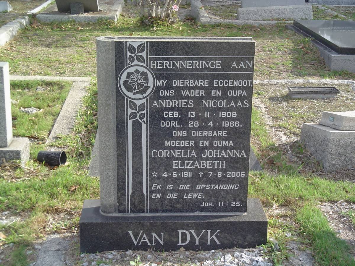 DYK Andries Nicolaas, van 1908-1966 &amp; Cornelia Johanna Elizabeth 1911-2006