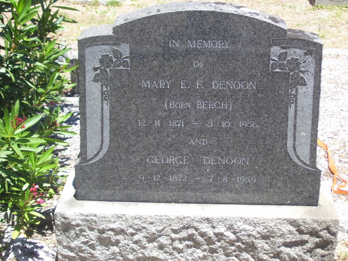 DENOON George 1872-1959 &amp; Mary E.F. BERGH 1871-1956