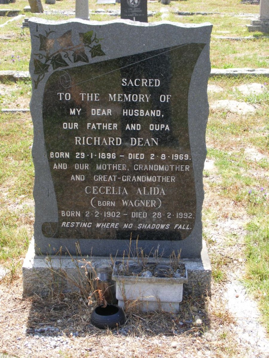 DEAN Richard 1896-1969 &amp; Cecelia Alida WAGNER 1902-1992