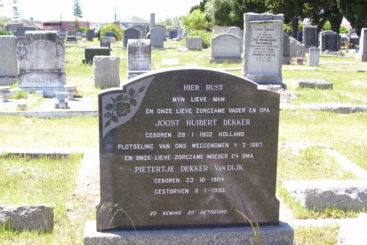 DEKKER Joost Huibert 1902-1967 &amp; Pieterje VAN DIJK 1904-1990