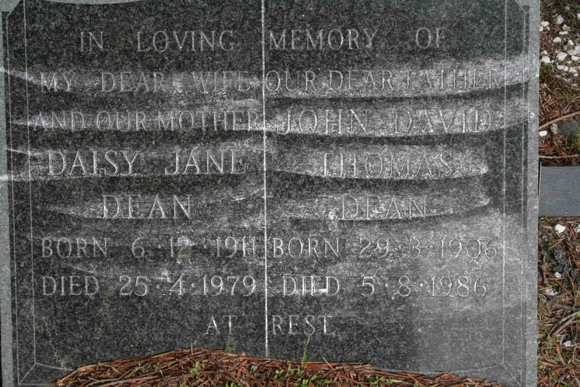 DEAN John David Thomas 1906-1986 &amp; Daisy Jane 1911-1979