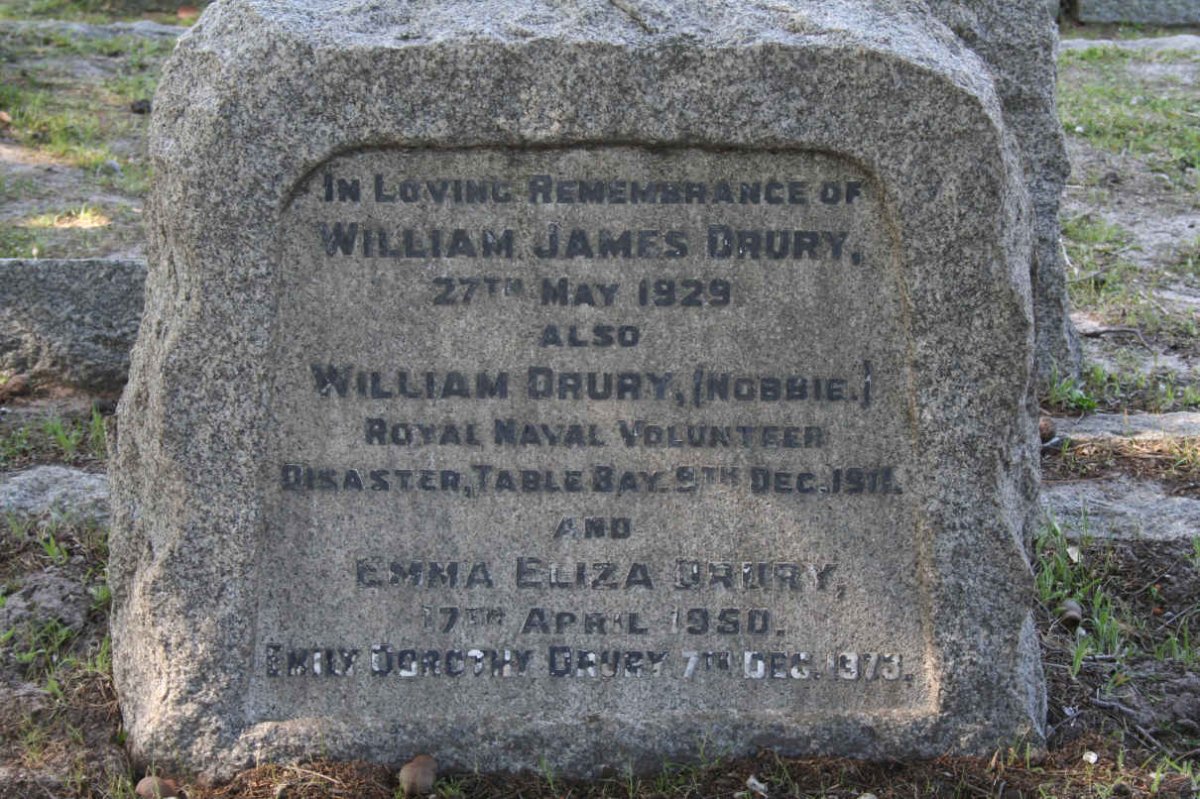 DRURY William James -1929 :: DRURY William -1911 :: DRURY Emma Eliza -1950 :: DRURY Emily Dorothy - 1973 