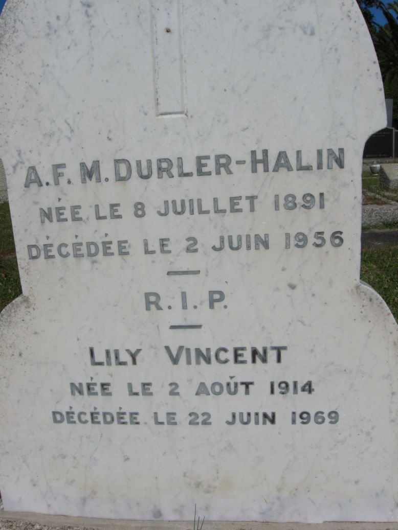 DURLER A.F.M. nee HALIN 1891-1956 :: ? Lily Vincent 1914-1969