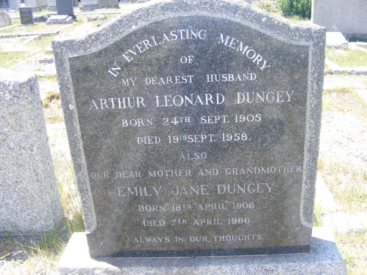 DUNGEY Arthur Leonard 1905-1958 &amp; Emily Jane 1906-1966