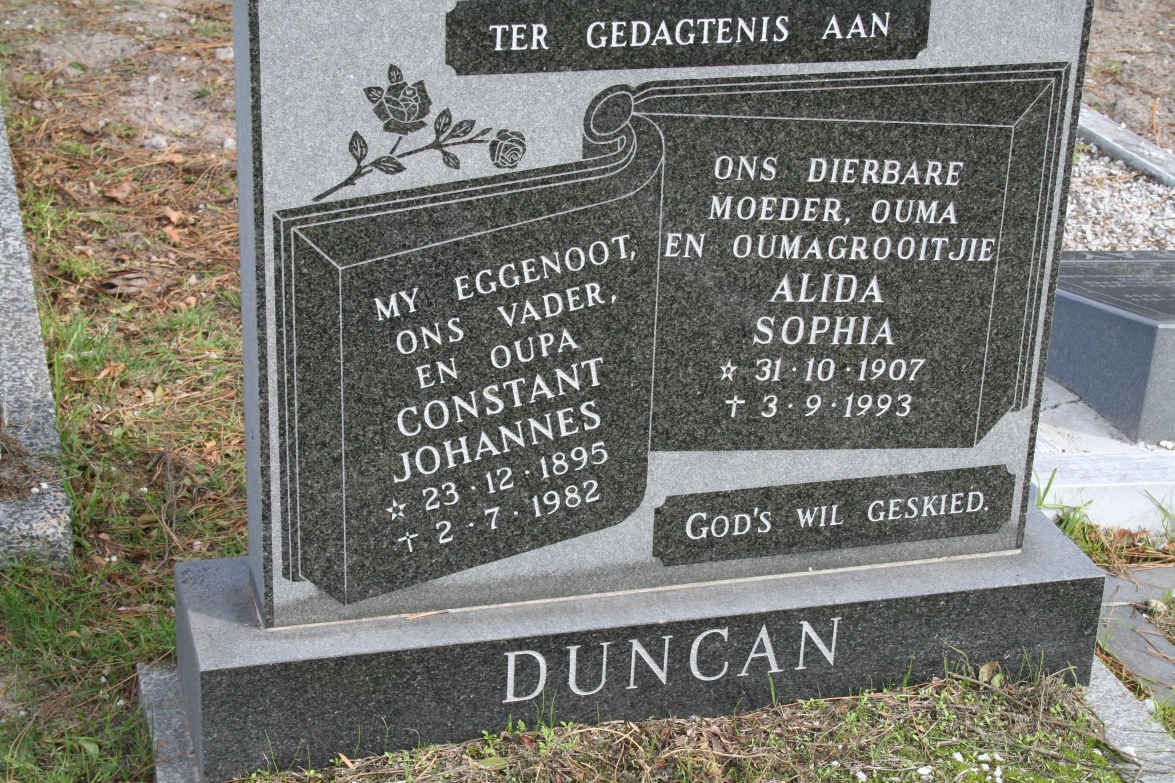 DUNCAN Constant Johannes 1895-1982 &amp; Alida Sophia 1907-1993