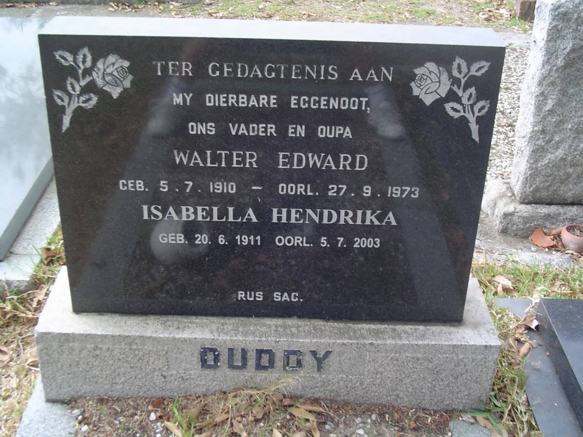 DUDDY Walter Edward 1910-1973 &amp; Isabella Hendrika 1911-2003
