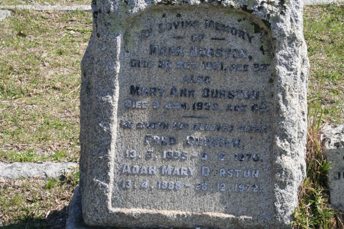 DURSTON Mark -1921 &amp; Mary Ann -1923 :: DURSTON Fred 1885-1970 :: DURSTON Adah Mary 1888-1972