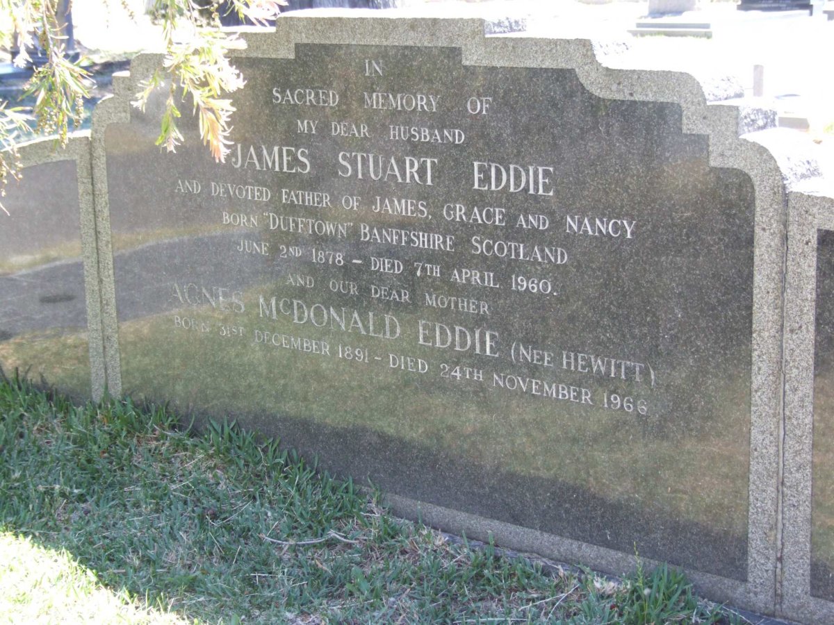 EDDIE James Stuart 1878-1960 &amp; Agnes McDonald HEWITT 1891-1966