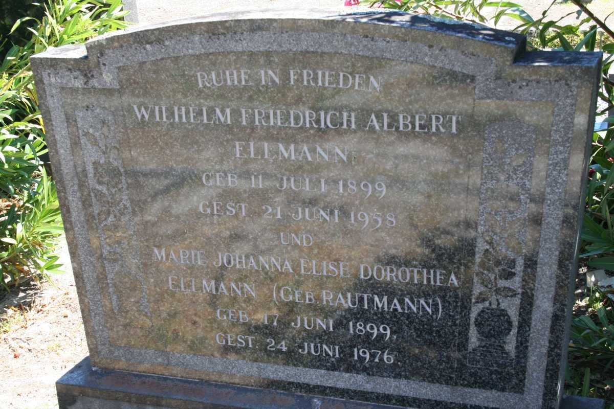 ELLMANN Wilhelm Friederich Albert 1899-1958 &amp; Marie Johanna Elise Dorothea RAUTMANN 1899-1976
