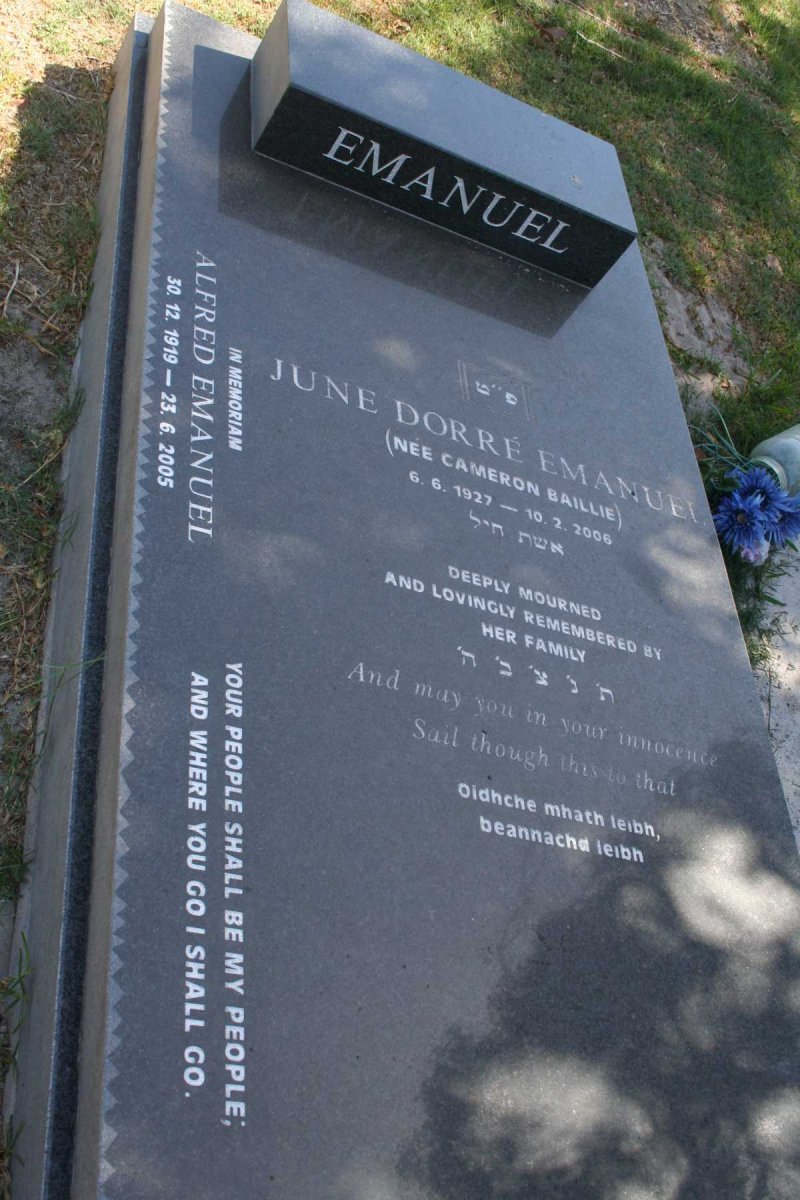 EMANUEL Alfred 1919-2005 &amp; June Dorré CAMERON-BAILLIE 1927-2006