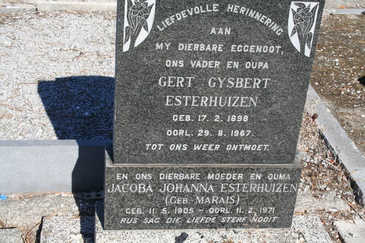 ESTERHUIZEN Gert Gysbert 1898-1967 &amp; Jacoba Johanna MARAIS 1905-1971