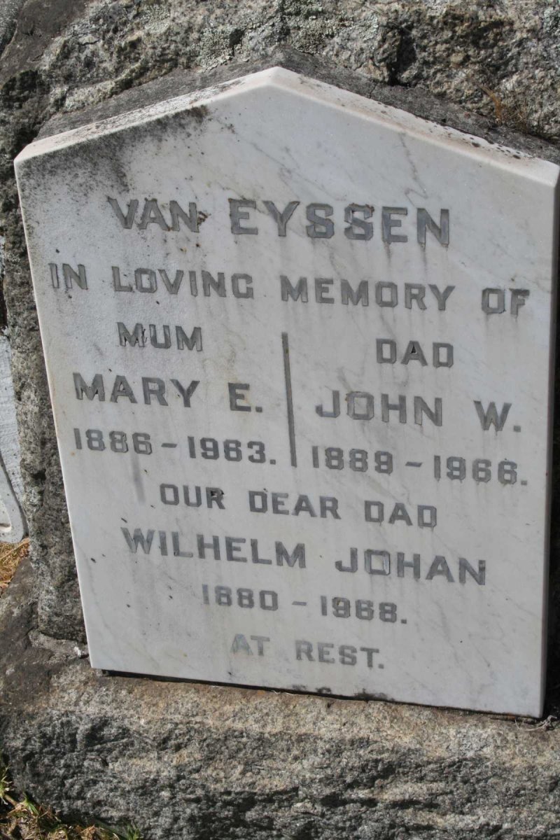 EYSSEN Wilhelm Johan, van 1880-1968 :: VAN EYSSEN John W. 1889-1966 &amp; Mary E. 1886-1963