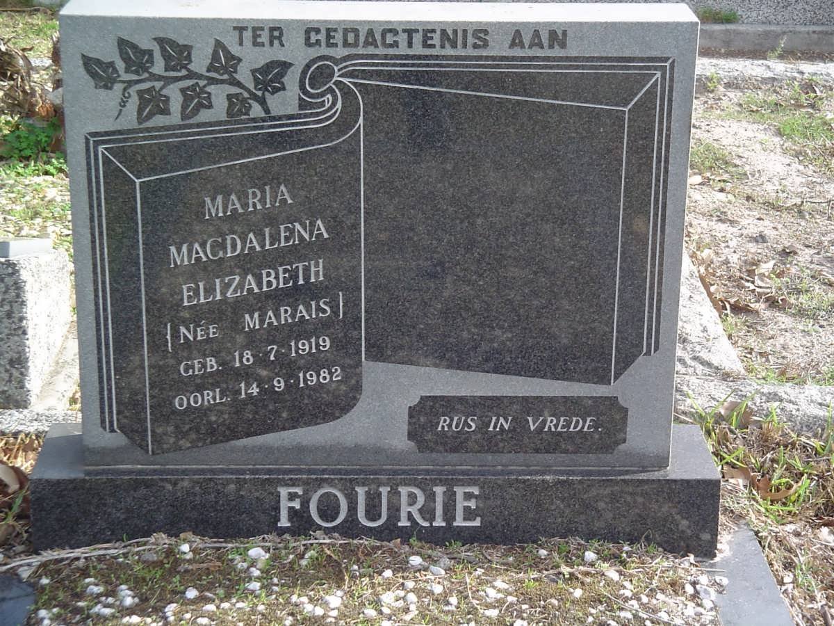 FOURIE Maria Magdalena Elizabeth nee MARAIS 1919-1982