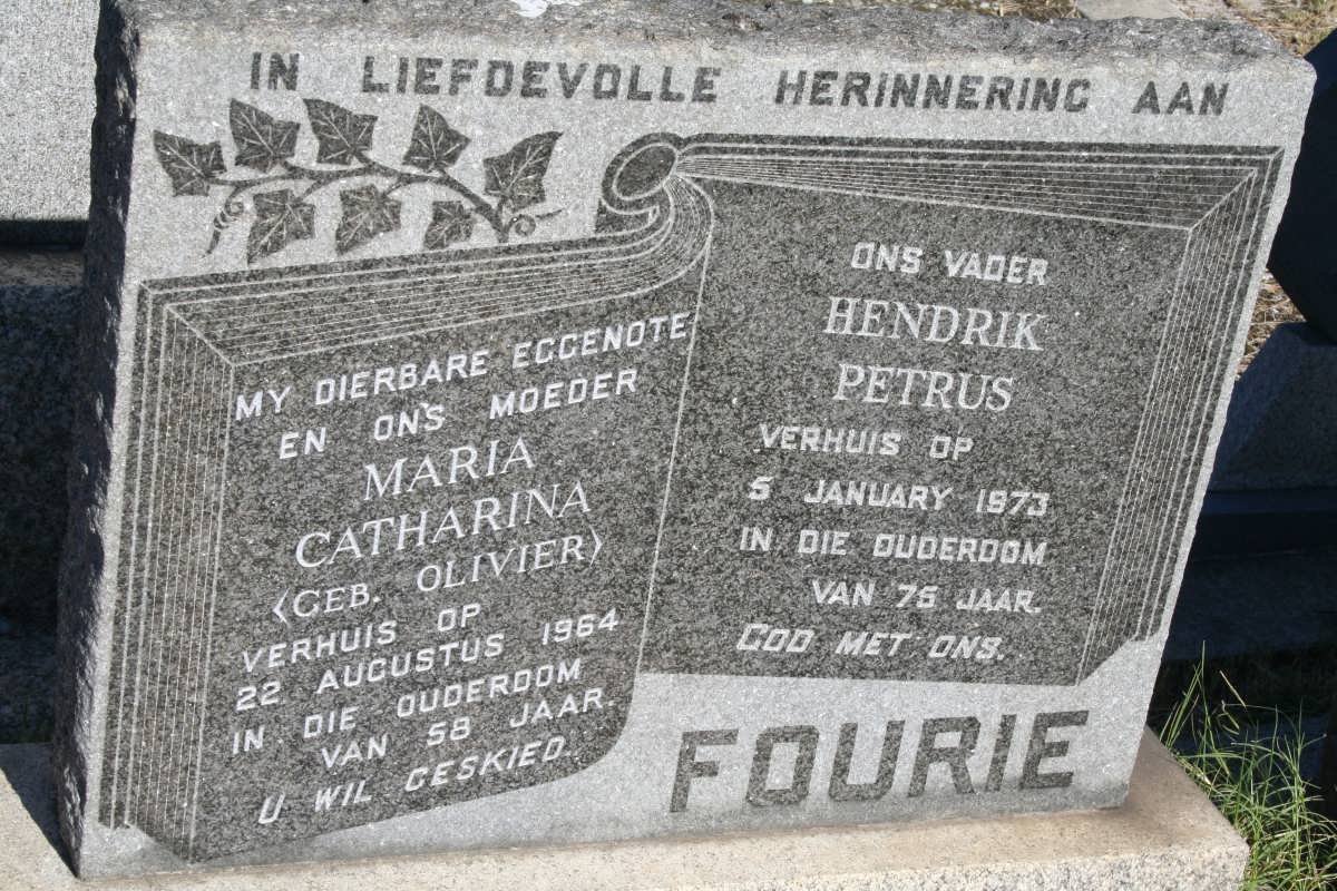 FOURIE Hendrik Petrus -1973 &amp; Maria Catharina OLIVIER -1964