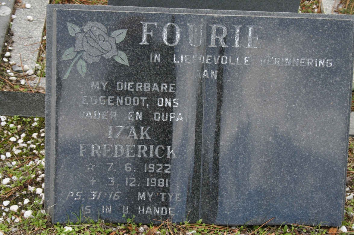 FOURIE Izak Frederick 1922-1981