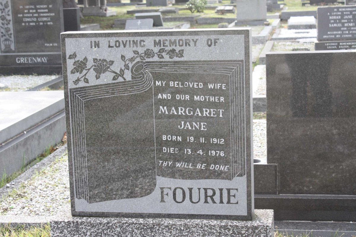 FOURIE Margaret Jane 1912-1976