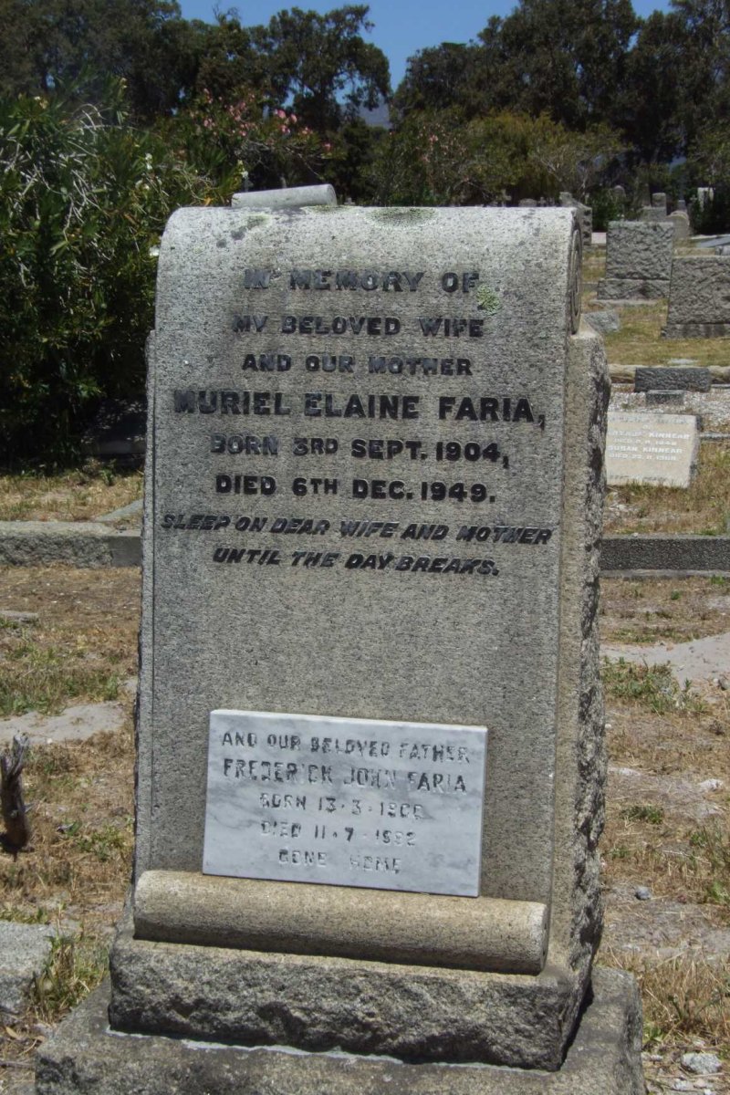 FARIA Frederick John 1900-1982 &amp; Muriel Elaine 1904-1949