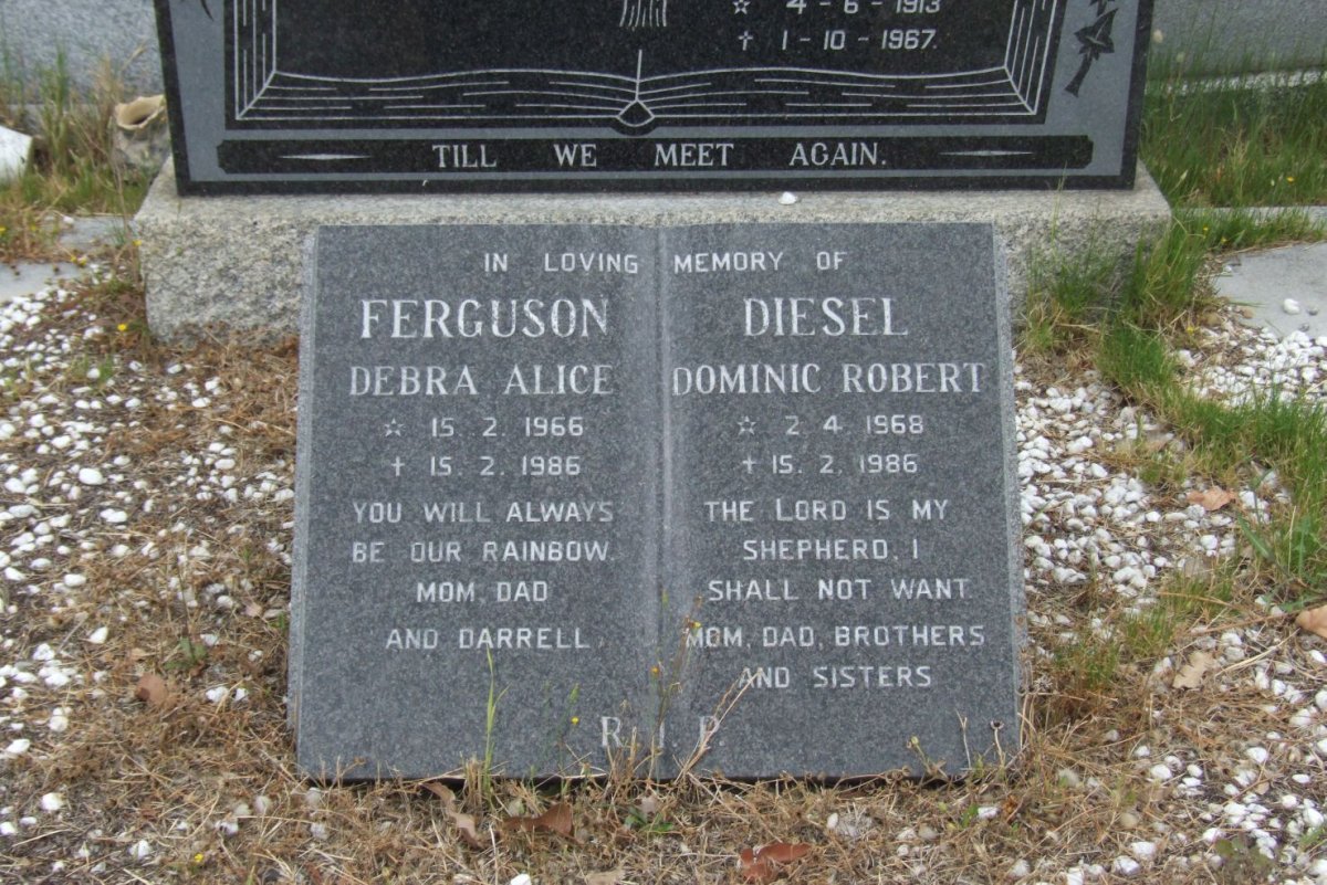 FERGUSON Debra Alice 1966-1986 :: DIESEL Dominic Robert 1968-1986