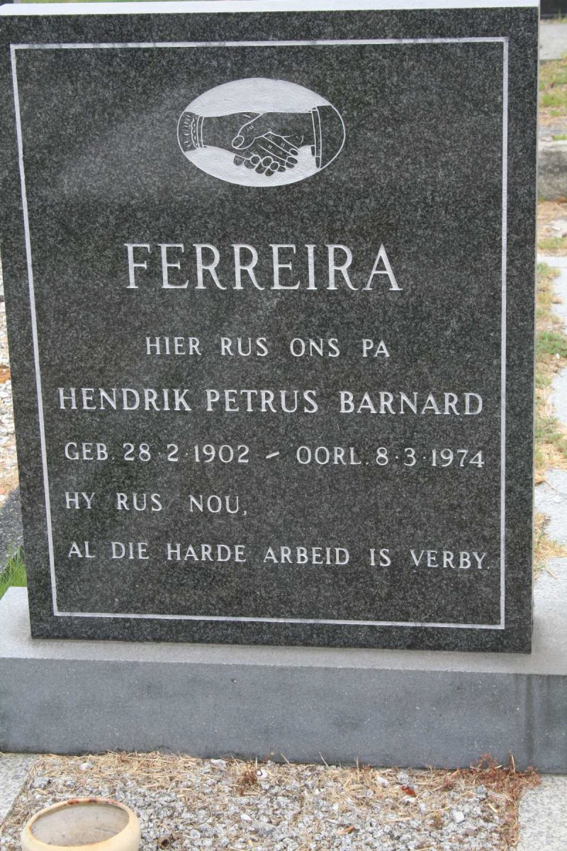 FERREIRA Hendrik Petrus Barnard 1902-1974