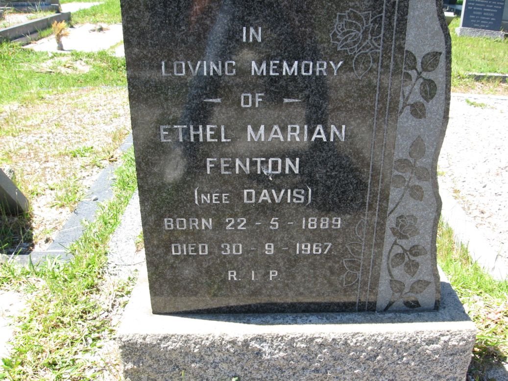FENTON Ethel Marian nee DAVIS 1889-1967