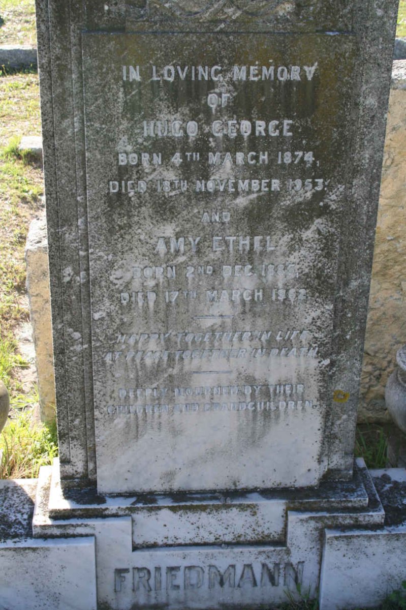 FRIEDMANN Hugo George 1874-1953 &amp; Amy Ethel 1885-19?2