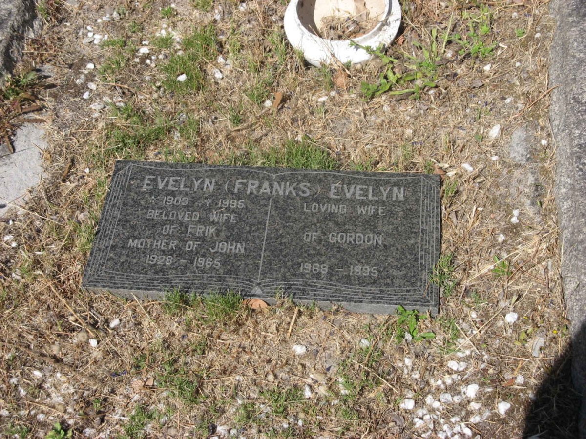 FRANKS Evelyn 1903-1995 :: FRANKS John 1928-1965 :: FRANKS Evelyn 1968-1995