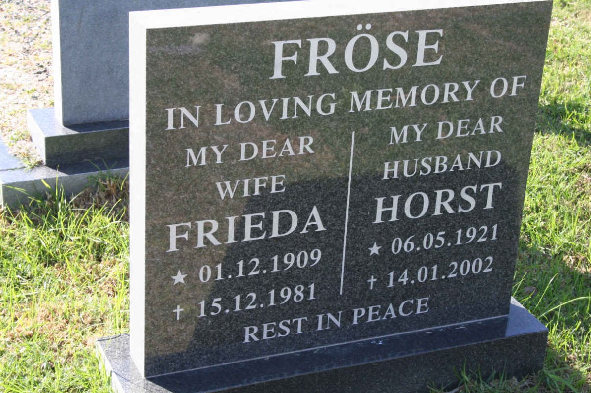 FRÖSE Horst 1921-2002 &amp; Frieda 1909-1981