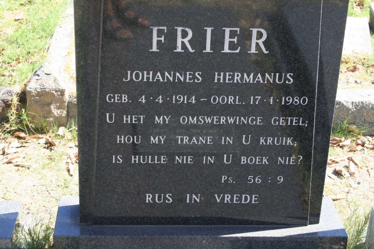 FRIER Johannes Hermanus 1914-1980