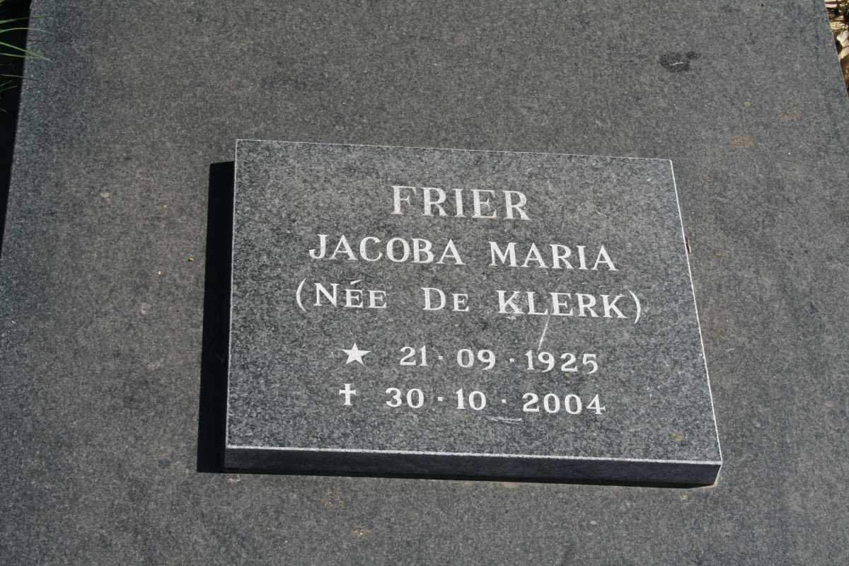 FRIER Jacoba Maria nee DE KLERK 1925-2004